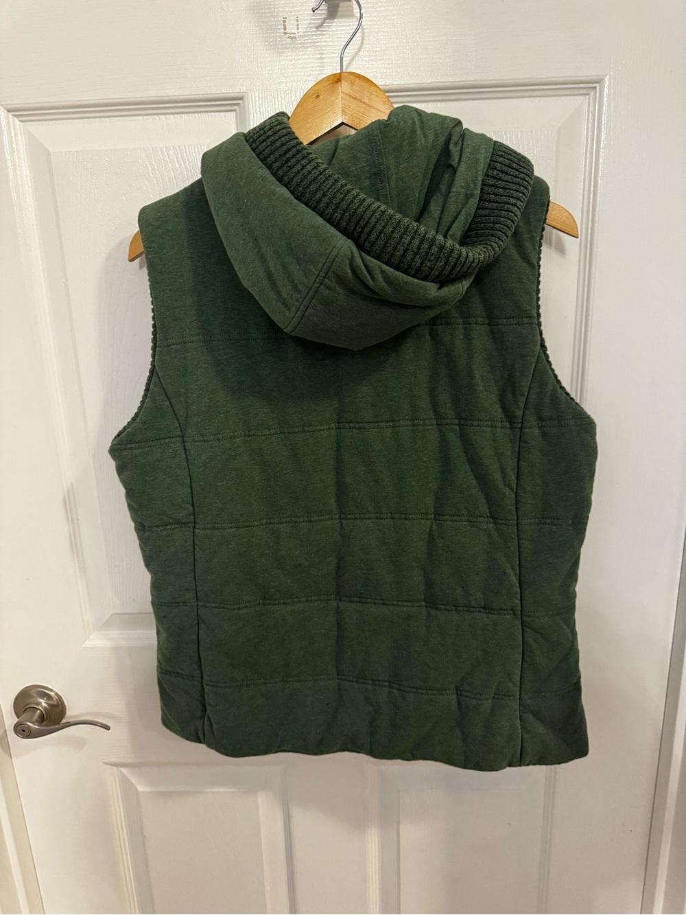 The North Face Women's Hooded Puffer Vest in Heather Green - Picture 3 of 7